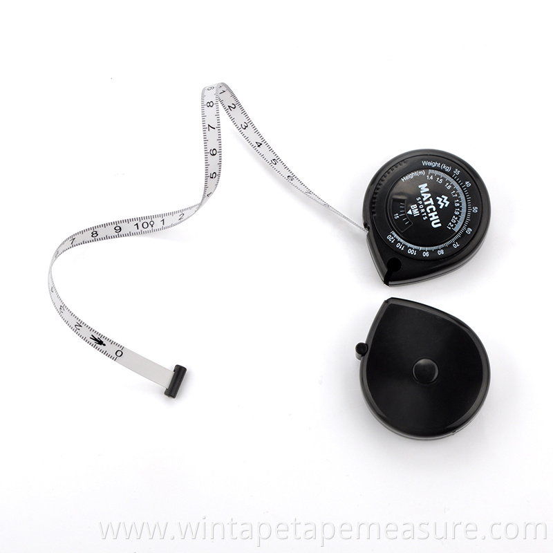 New plastic black BMI tape measure health bmi wheel calculator lose weight fat calculator